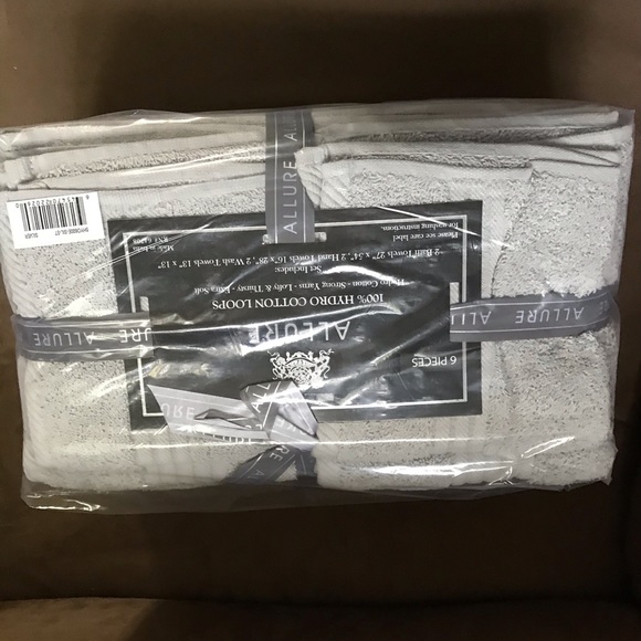 Allure Silver Gray 6-piece Bath Towel Set New - Picture 3 of 8